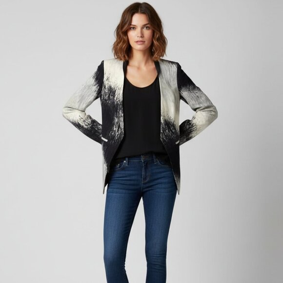 Charlie Jade Women’s Print Blazer Jacket Multi Color Shoulder Pads Button Small - Picture 1 of 16